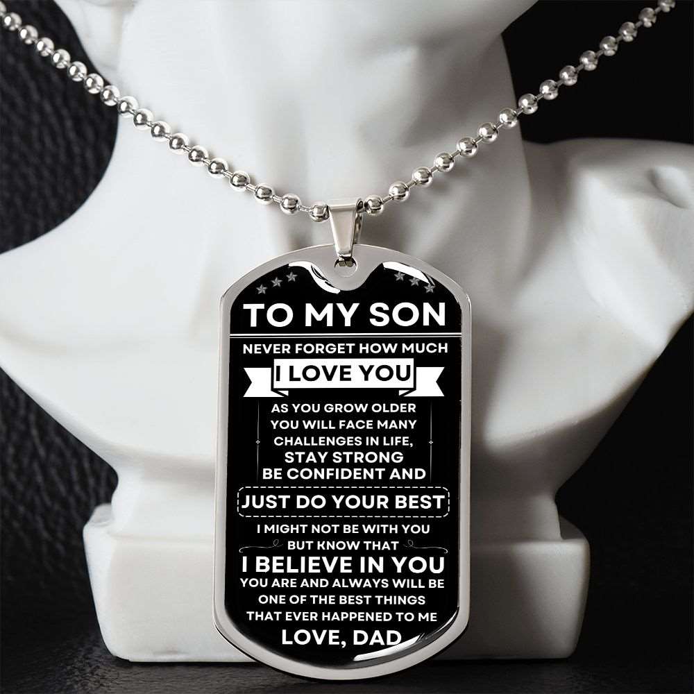 To My Son | I Love You | Dog Tag - Military Chain