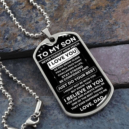 To My Son | Never Forget | Dog Tag-Military Necklace