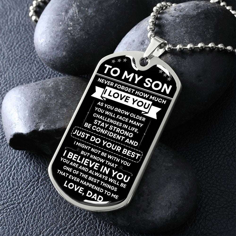 To My Son | I Love You | Dog Tag - Military Chain