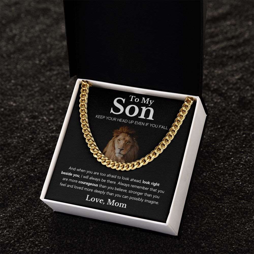 To My Son | Keep Your Head Up | From Mom | Cuban Link Chain