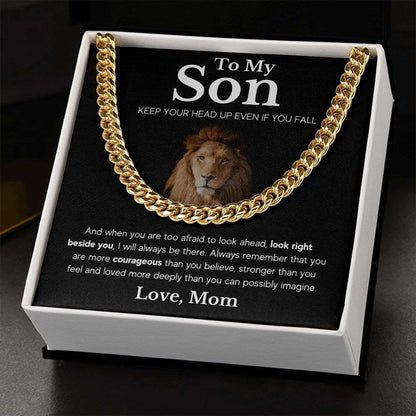 To My Son | Keep Your Head Up | From Mom | Cuban Link Chain