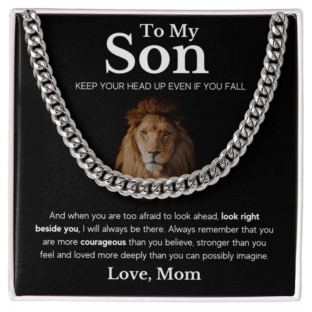 To My Son | Keep Your Head Up | From Mom | Cuban Link Chain