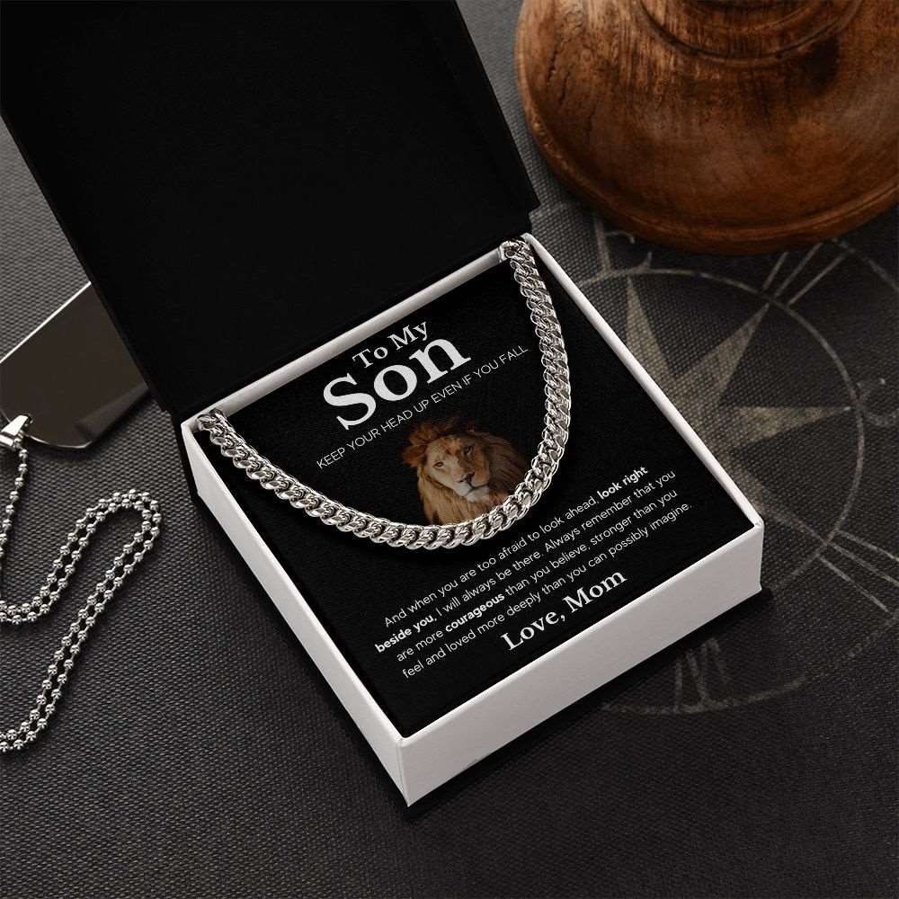 To My Son | Keep Your Head Up | From Mom | Cuban Link Chain