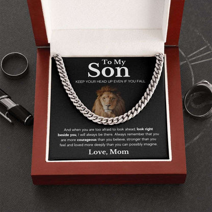 To My Son | Keep Your Head Up | From Mom | Cuban Link Chain