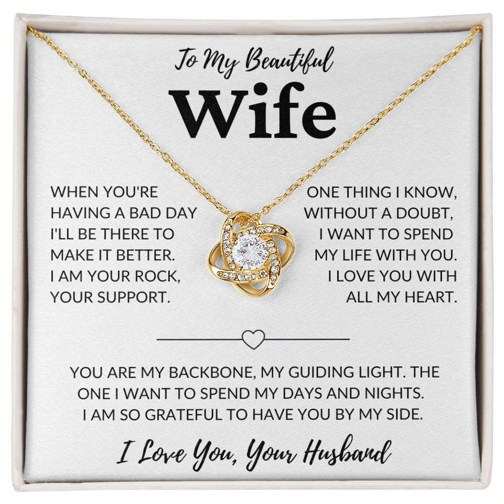 To My Beautiful Wife | I Am Your Rock | Love Knot Necklace