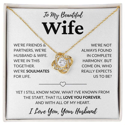 To My Beautiful Wife | Soulmates for Life | Love Knot Necklace