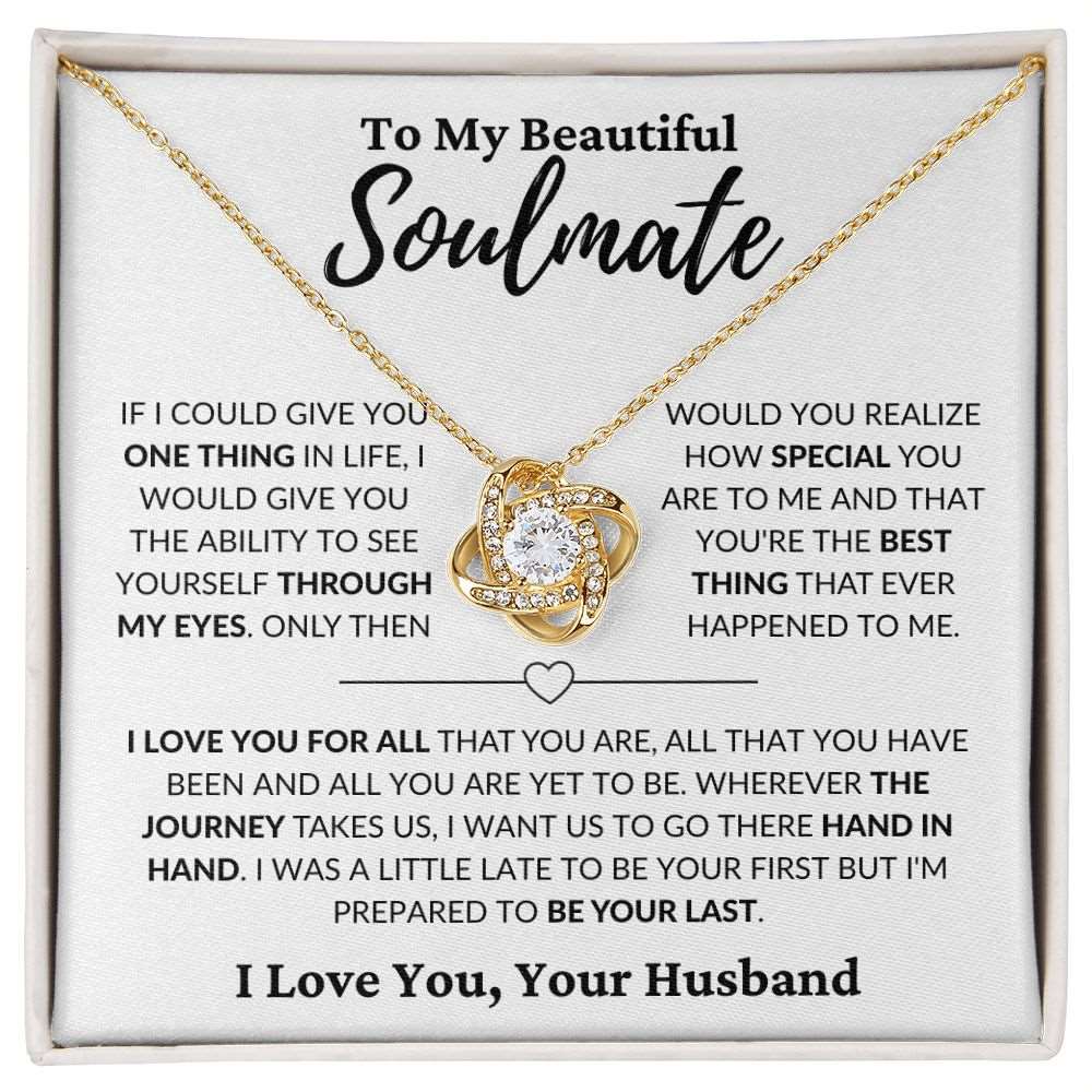 To My Beautiful Soulmate | Hand in Hand | Love Knot Necklace