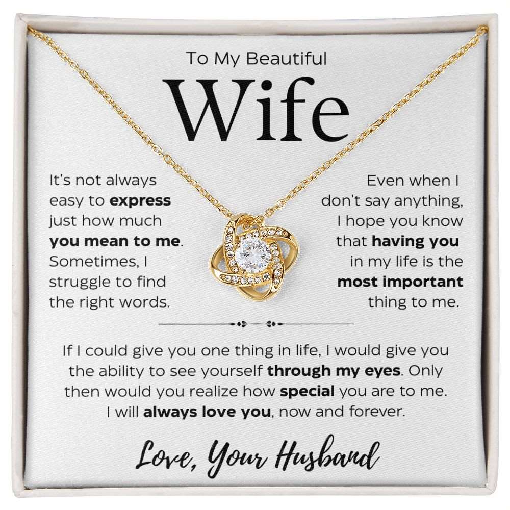 To My Beautiful Wife | Now & Forever | Love Knot Necklace