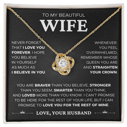 To My Beautiful Wife | Love Knot Necklace