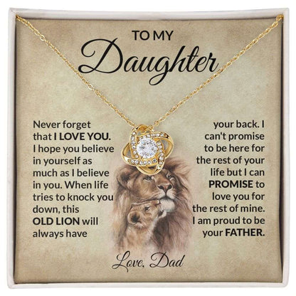 Old Lion Promise | Gift For Her | To Daughter From Dad | Love Knot Necklace