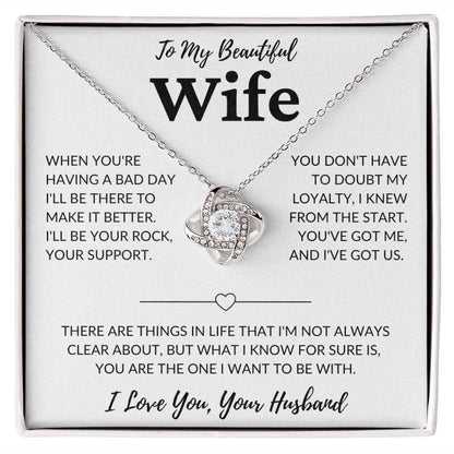 To My Beautiful Wife | Loyalty | Love Knot Necklace