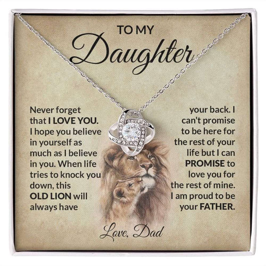 Old Lion Promise | Gift For Her | To Daughter From Dad | Love Knot Necklace