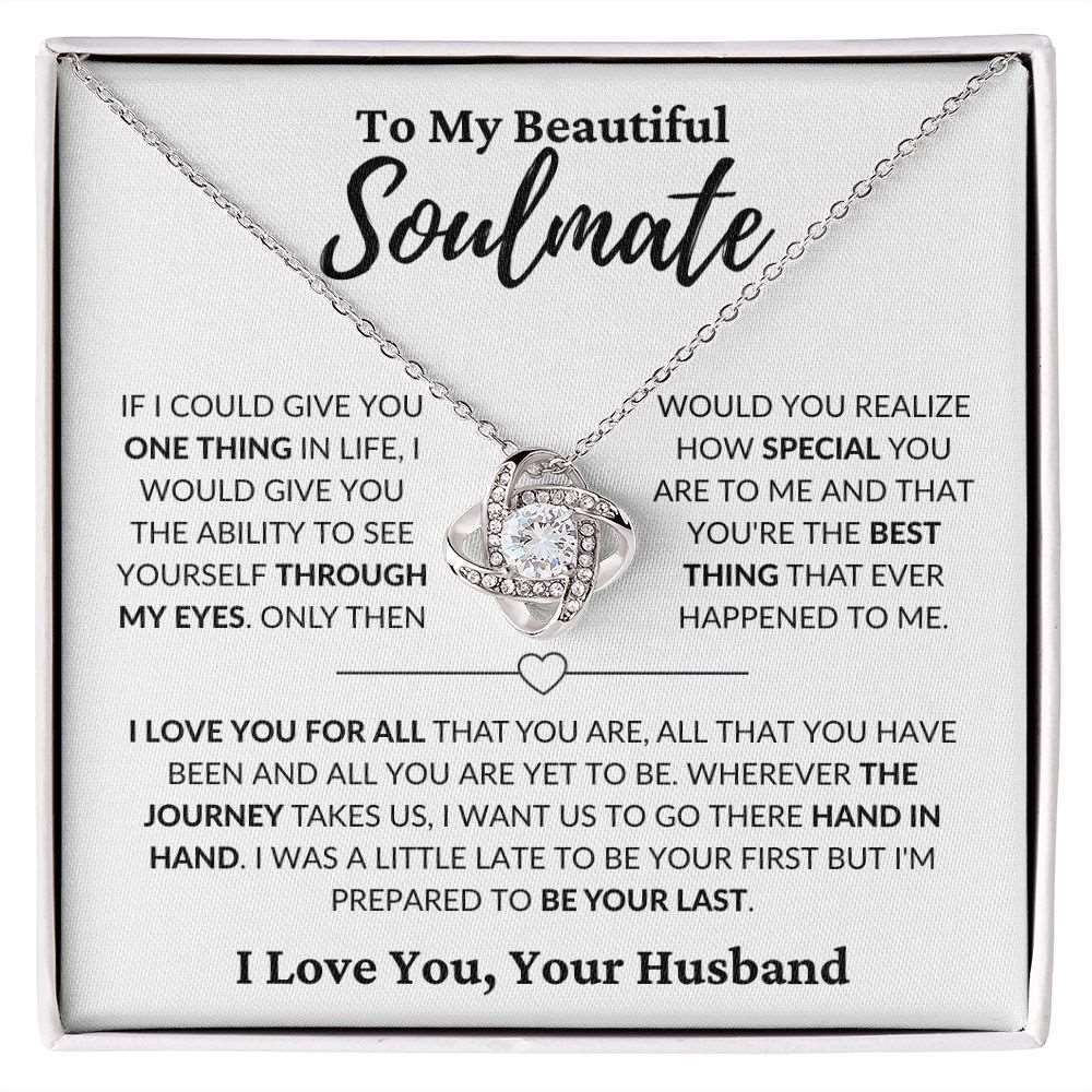 To My Beautiful Soulmate | Hand in Hand | Love Knot Necklace