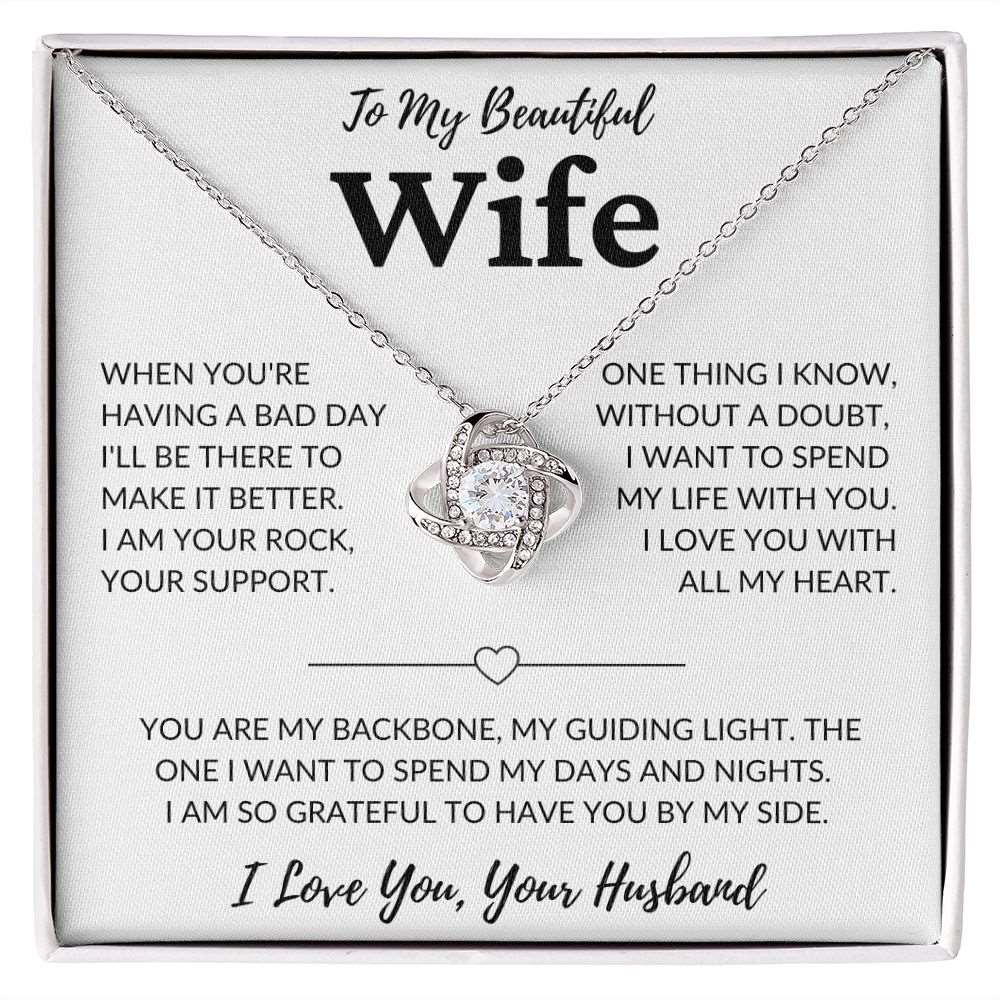 To My Beautiful Wife | I Am Your Rock | Love Knot Necklace