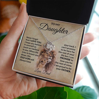 Old Lion Promise | Gift For Her | To Daughter From Dad | Love Knot Necklace