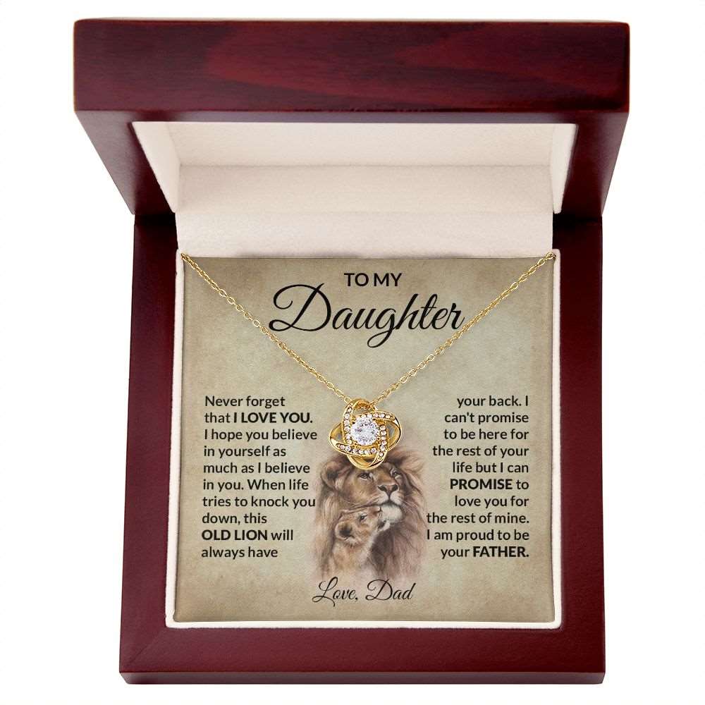 Old Lion Promise | Gift For Her | To Daughter From Dad | Love Knot Necklace