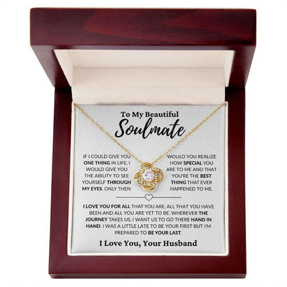 To My Beautiful Soulmate | Hand in Hand | Love Knot Necklace