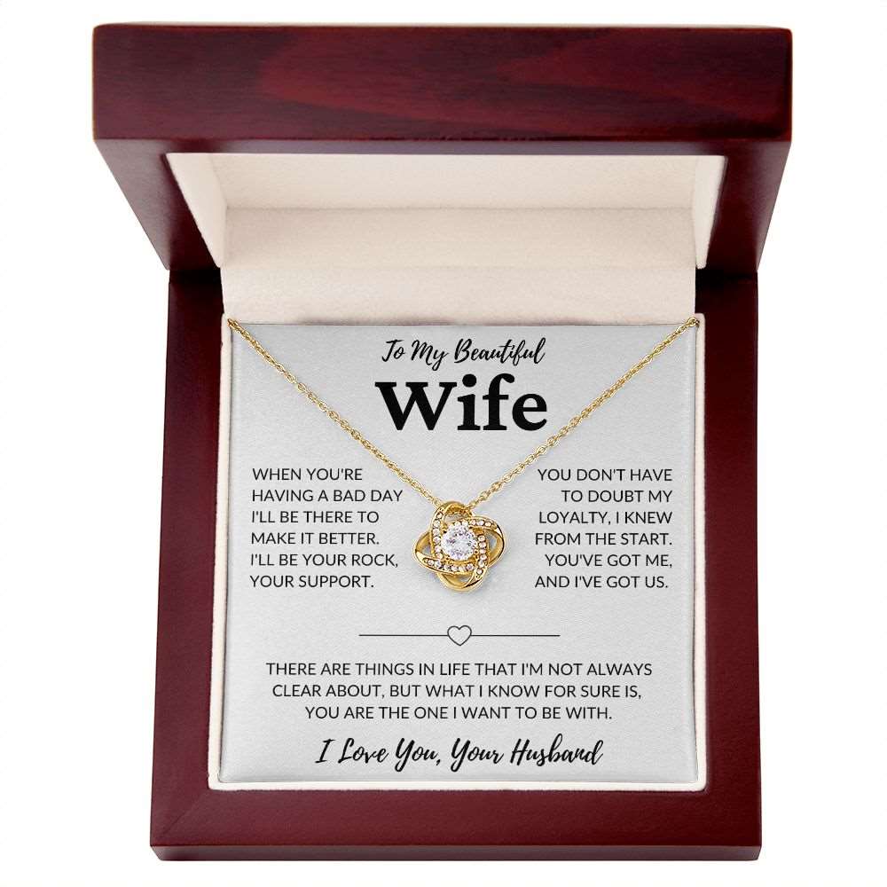 To My Beautiful Wife | Loyalty | Love Knot Necklace