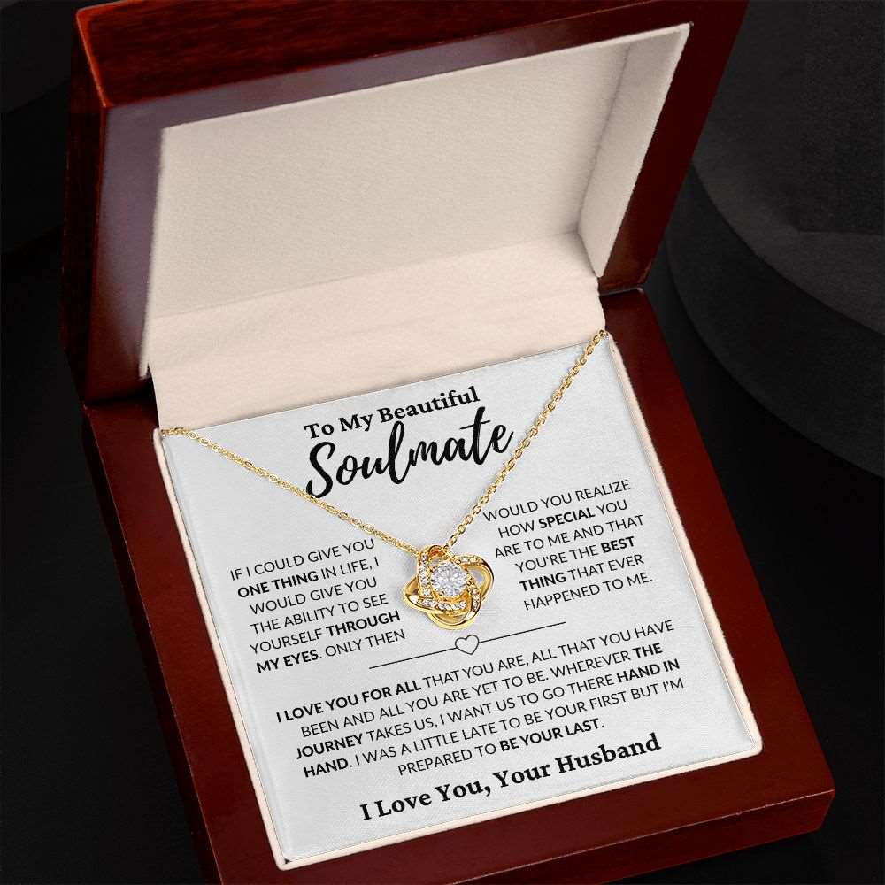 To My Beautiful Soulmate | Hand in Hand | Love Knot Necklace