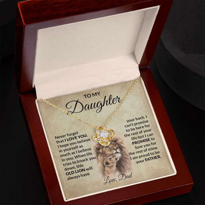 Old Lion Promise | Gift For Her | To Daughter From Dad | Love Knot Necklace