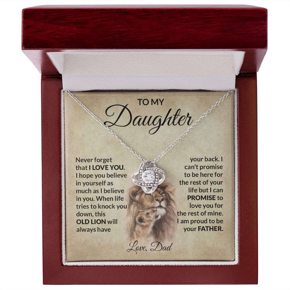 Old Lion Promise | Gift For Her | To Daughter From Dad | Love Knot Necklace