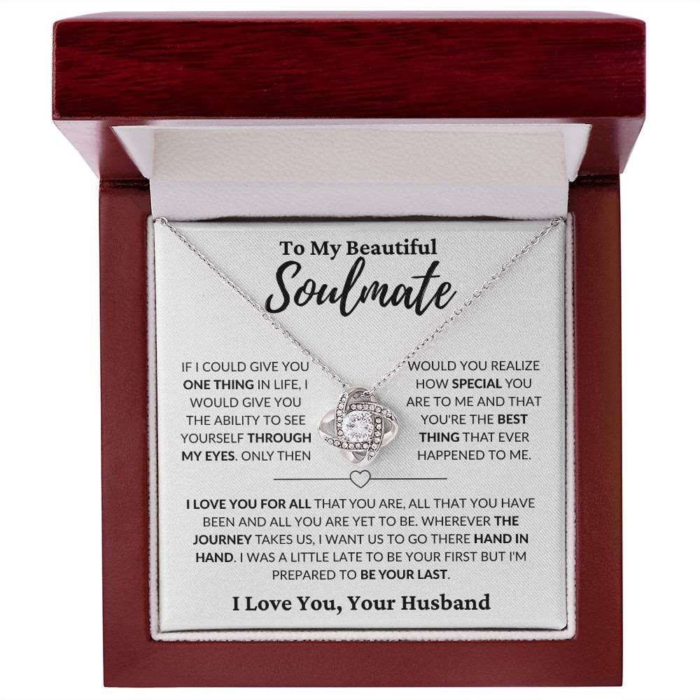 To My Beautiful Soulmate | Hand in Hand | Love Knot Necklace