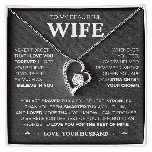 To My Beautiful Wife | Straighten Your Crown | Love Knot Necklace | Gift For Her | Valentines Day | Anniversary Gift