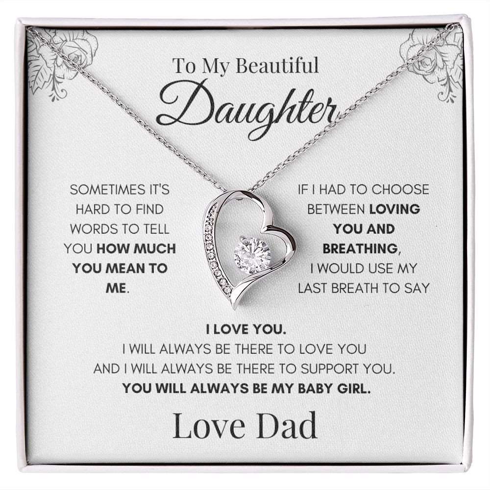 Beautiful Daughter Necklace | Necklace for Daughter | Gift for Daughter | Birthday Gift | Wedding Gift | Heart Necklace | Forever Love Necklace