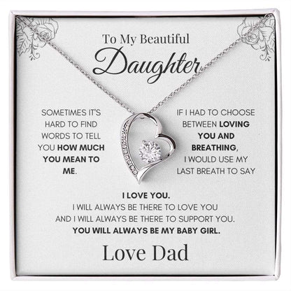 Beautiful Daughter Necklace | Necklace for Daughter | Gift for Daughter | Birthday Gift | Wedding Gift | Heart Necklace | Forever Love Necklace