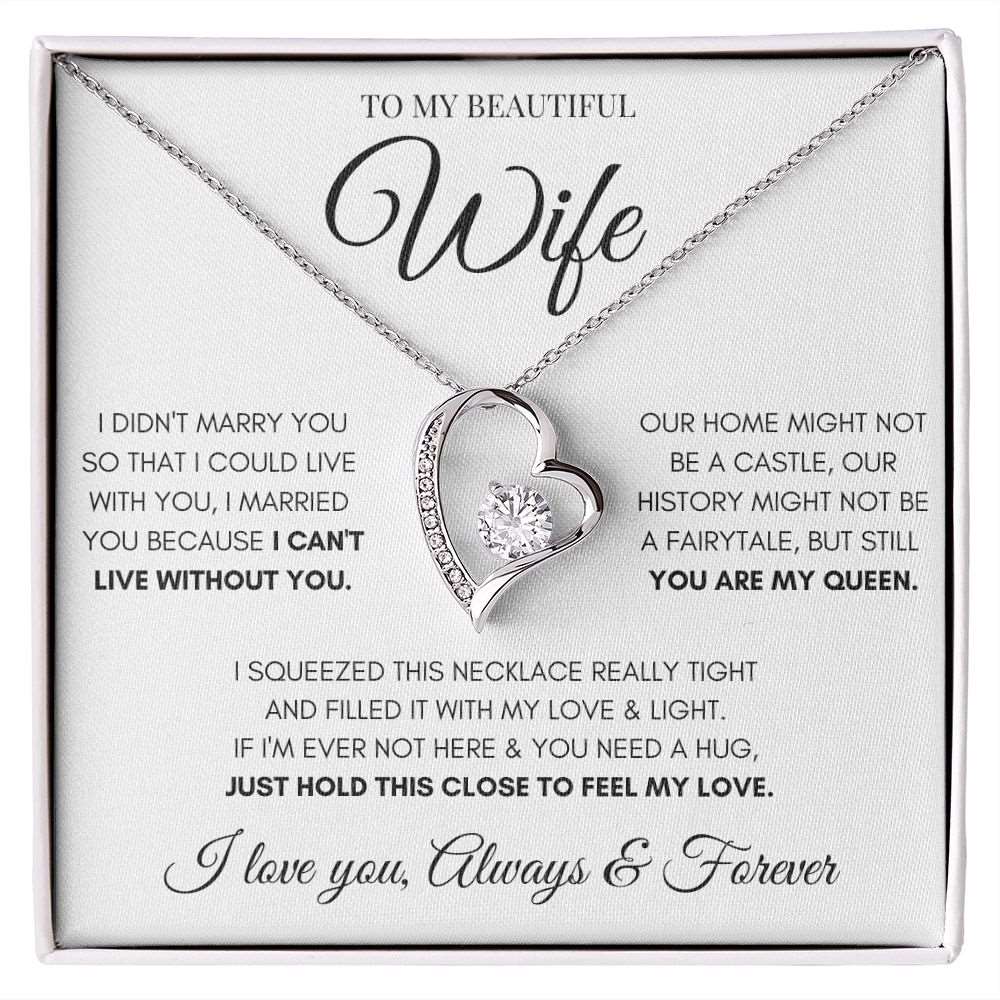 Beautiful Wife Necklace | Necklace for Wife | Gift for Wife | Anniversary Gift | Wedding Gift | Heart Necklace | Forever Love Necklace