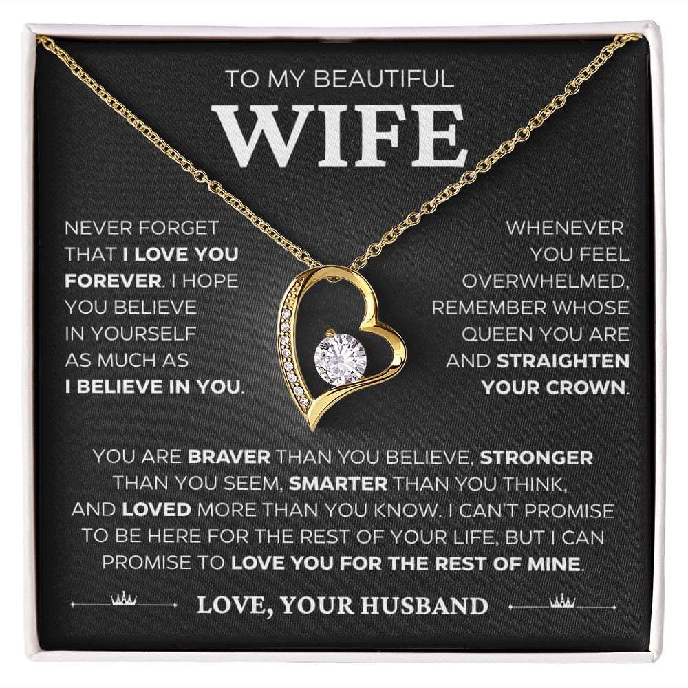 To My Beautiful Wife | Straighten Your Crown | Love Knot Necklace | Gift For Her | Valentines Day | Anniversary Gift