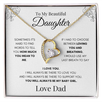 Beautiful Daughter Necklace | Necklace for Daughter | Gift for Daughter | Birthday Gift | Wedding Gift | Heart Necklace | Forever Love Necklace